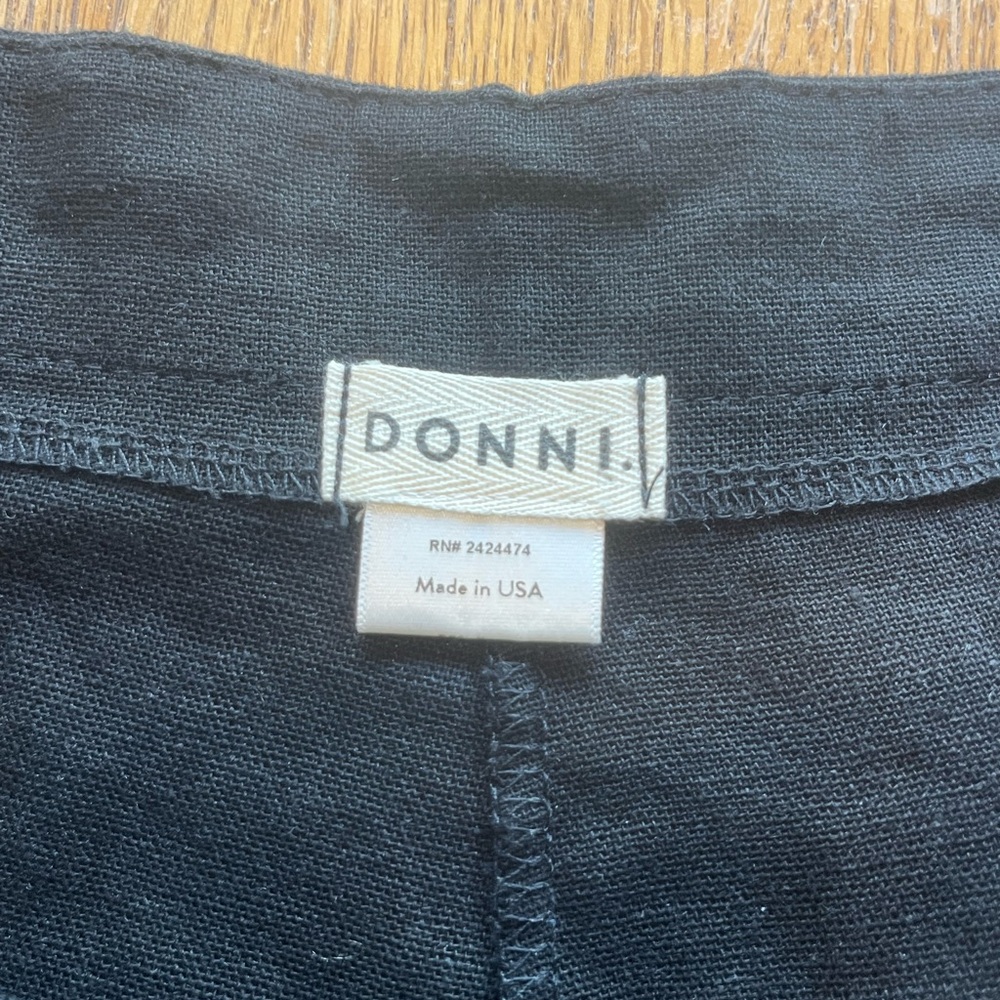 DONNI Black Linen Blend High Waist Sash Crop Pants S - Picture 11 of 11